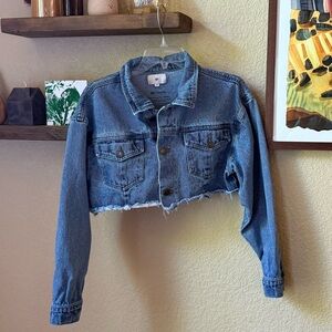 BP. Cropped Raw Hem Denim Jean Jacket
